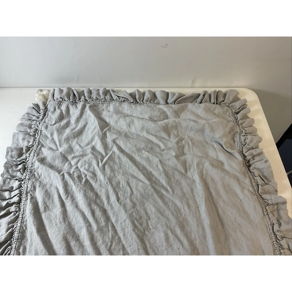 Pottery Barn 100% Linen Ruffle Pillow Cover Case 26x26 Gray